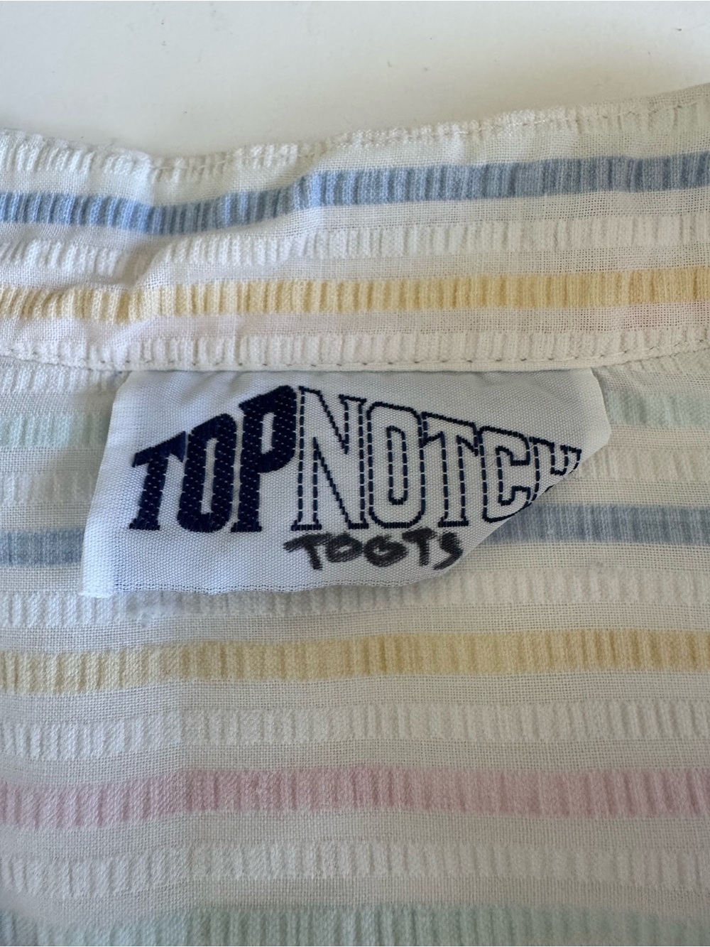 Vintage 80s 90s Pastel Pink White Blue Stripe Short Sleeve Blouse Sz 20W - Picture 5 of 10